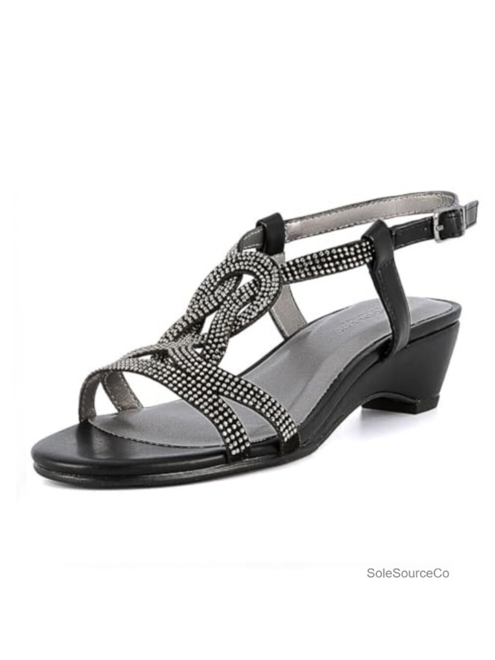 London Fog Macey Demi-Wedge Dress Sandals Women's 1.5" Heel Glitter